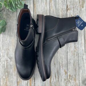 Men's Black Buckle Boots Shoes Size 11